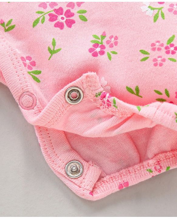 Babyhug 100% Cotton Half Sleeves Romper Pack of 2 - Pink White