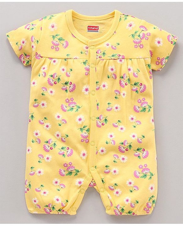 Babyhug 100% Cotton Half Sleeves Rompers Polka & Floral Print Pack Of 2 - Multicolor