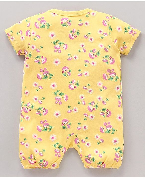 Babyhug 100% Cotton Half Sleeves Rompers Polka & Floral Print Pack Of 2 - Multicolor