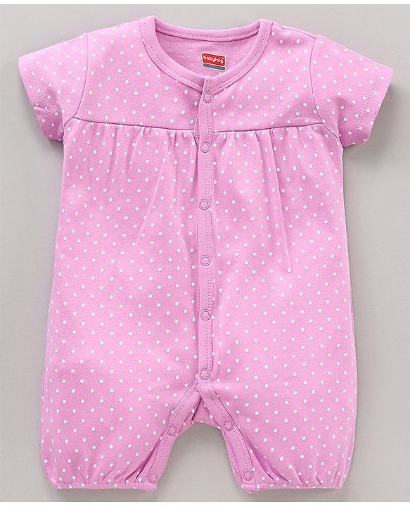 Babyhug 100% Cotton Half Sleeves Rompers Polka & Floral Print Pack Of 2 - Multicolor