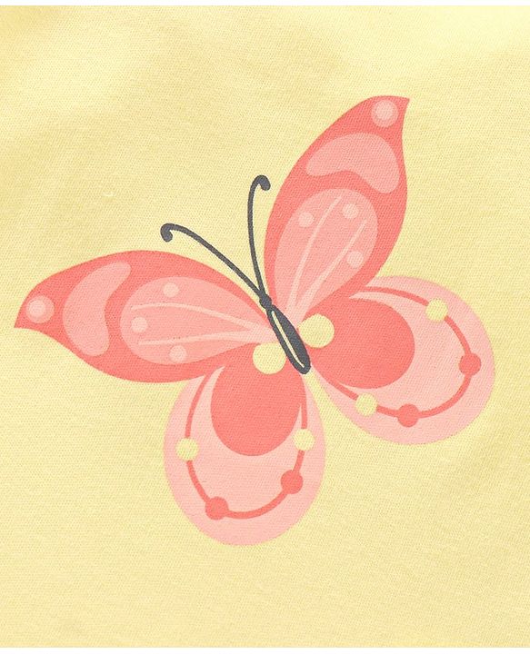 Babyhug 100% Cotton Frill Sleeves Onesie Butterfly Print Pack of 3 - Multicolour