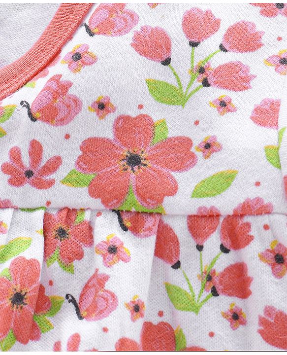 Babyhug 100% Cotton Half Sleeves Cotton Romper Floral Print Pack of 2 - Multicolor