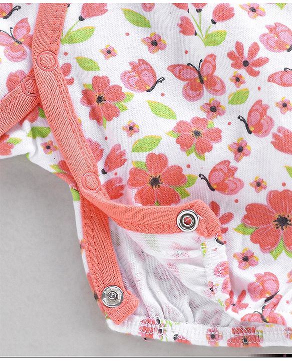 Babyhug 100% Cotton Half Sleeves Cotton Romper Floral Print Pack of 2 - Multicolor