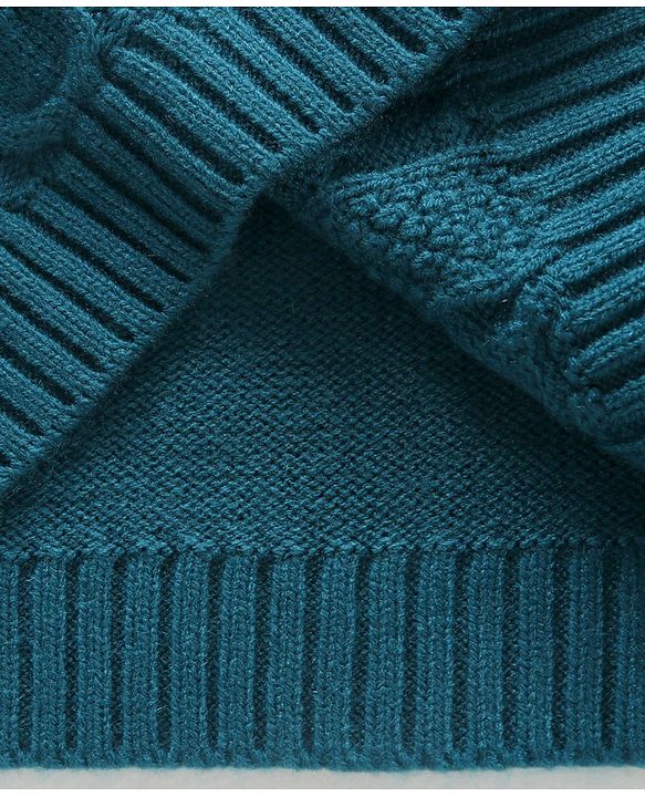 Babyhug Three Fourth Sleeves Cable Knit Woollen Dress - Blue