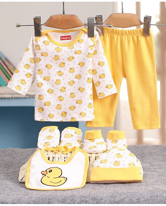 Babyhug 100% Cotton Clothing Gift Set Car Print Pack of 6 - Blue