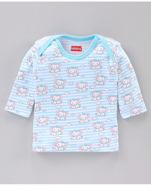 Babyhug 100% Cotton Clothing Gift Set Elephant Print Pack of 8 - Blue