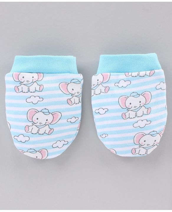 Babyhug 100% Cotton Clothing Gift Set Elephant Print Pack of 8 - Blue