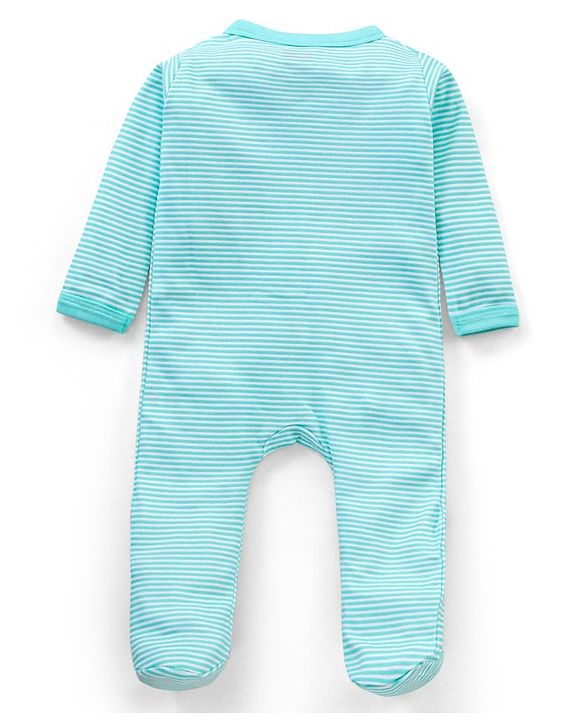 Babyhug Full Sleeves Footed Sleep Suit Dolphin Print -  Blue