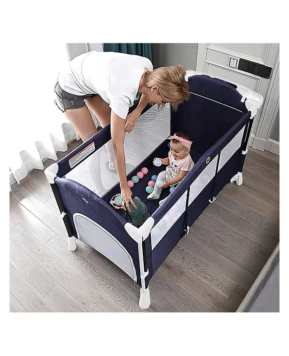 Teknum 4 in 1 Baby Bedside Co Sleeper Bassinet And Playpen With Rocker Navy Blue Online in India Buy at Best Price from FirstCry 11211695