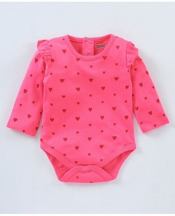 Babyhug 100% Cotton Full Sleeves Printed Onesie Pack of 2 - Pink Yellow