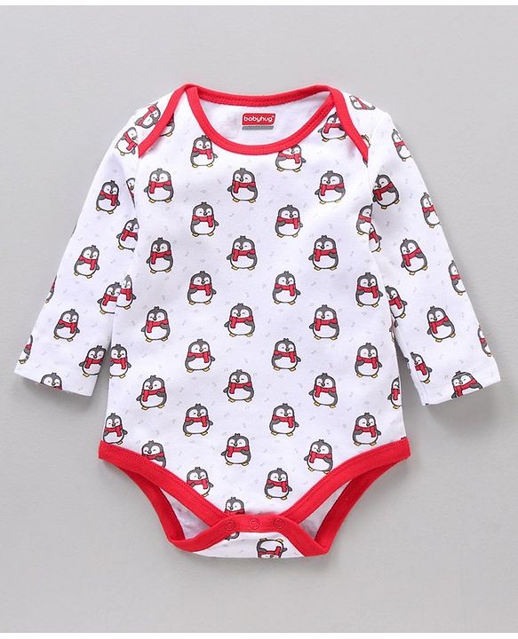 Babyhug 100% Cotton Full Sleeves Onesie Printed & Stripes Pack of 3 - Red Blue White