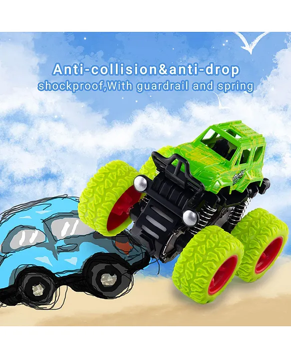 Monster Trucks for Boys, 4 Pack Pull Back Vehicles Cars for Toddlers, 360°  Rotation 4 Wheels Drive Durable Friction Powered Push and Go Toys Truck