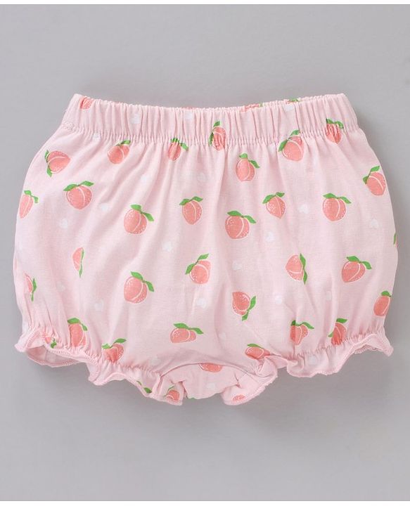 Babyhug 100% Cotton Bloomer Stripes & Peach Print Pack of 3- Multicolor