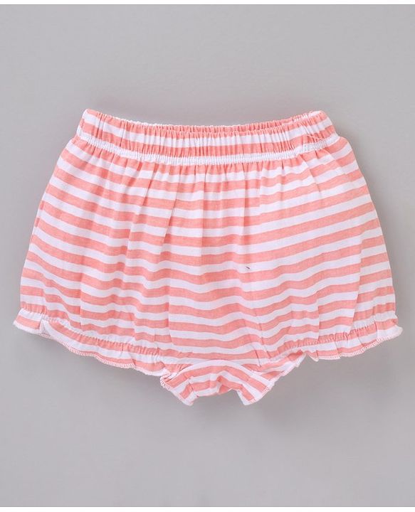 Babyhug 100% Cotton Bloomer Stripes & Peach Print Pack of 3- Multicolor