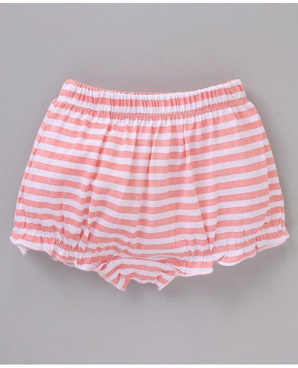 Babyhug 100% Cotton Bloomer Stripes & Peach Print Pack of 3- Multicolor
