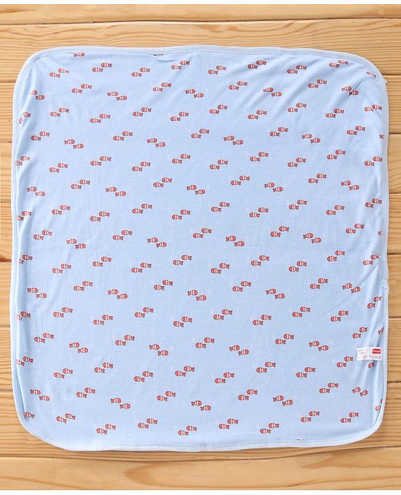 Babyhug Hooded Towel Fish Print - Blue