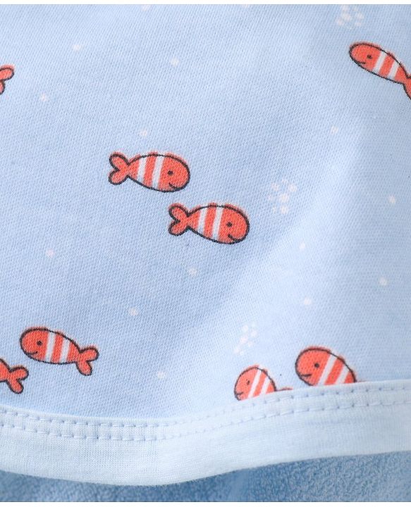 Babyhug Hooded Towel Fish Print - Blue