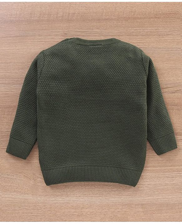 Babyhug Full Sleeves Sweater Text Design- Green
