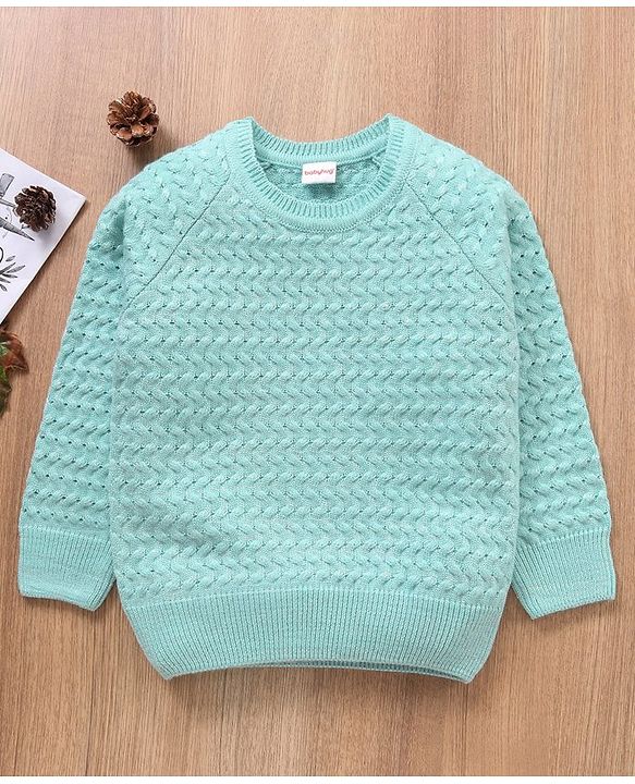 Babyhug Full Sleeves Cable Knit Sweater Solid - Blue