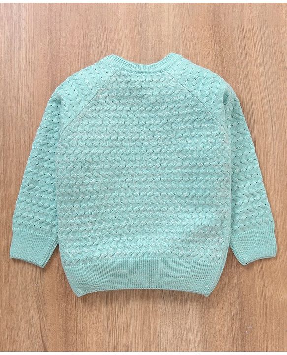 Babyhug Full Sleeves Cable Knit Sweater Solid - Blue