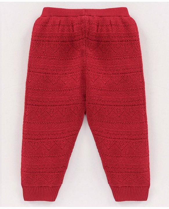 Babyhug Fleece Solid Full Length Lounge Pant - Red