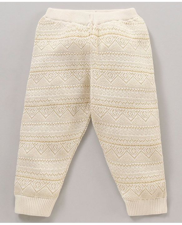 Babyhug Fleece Solid Full Length Lounge Pant - Off White