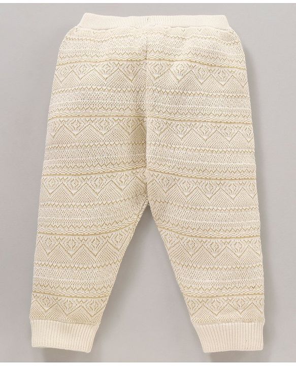 Babyhug Fleece Solid Full Length Lounge Pant - Off White