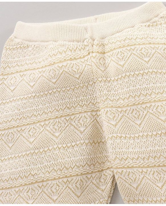 Babyhug Fleece Solid Full Length Lounge Pant - Off White