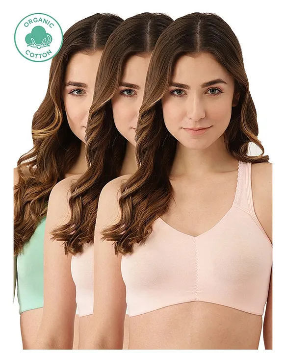 Inner Sense Organic Cotton Antimicrobial Soft Nursing Bra With Removable  Pads - Pack Of 3 -Nude (S)