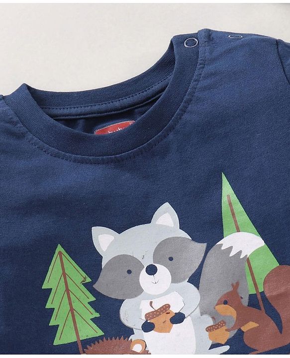 Babyhug Full Sleeves T-Shirt Animal Print - Blue