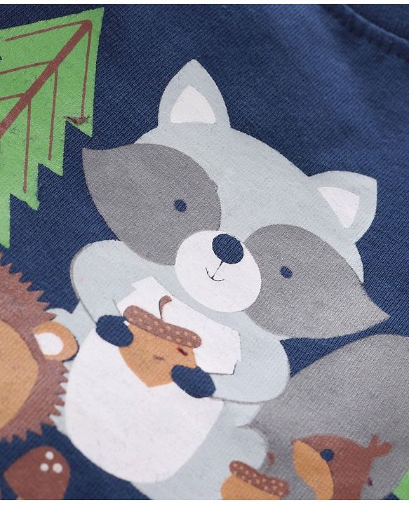 Babyhug Full Sleeves T-Shirt Animal Print - Blue