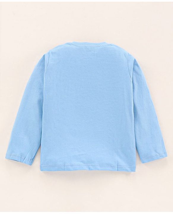 Babyhug Cotton Knit Full Sleeves Panda Printed T Shirt - Blue