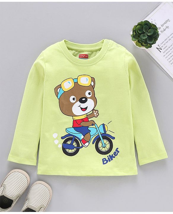 Babyhug Full Sleeves T-Shirt Bear Print - Lime