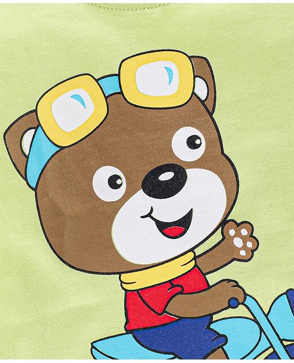 Babyhug Full Sleeves T-Shirt Bear Print - Lime