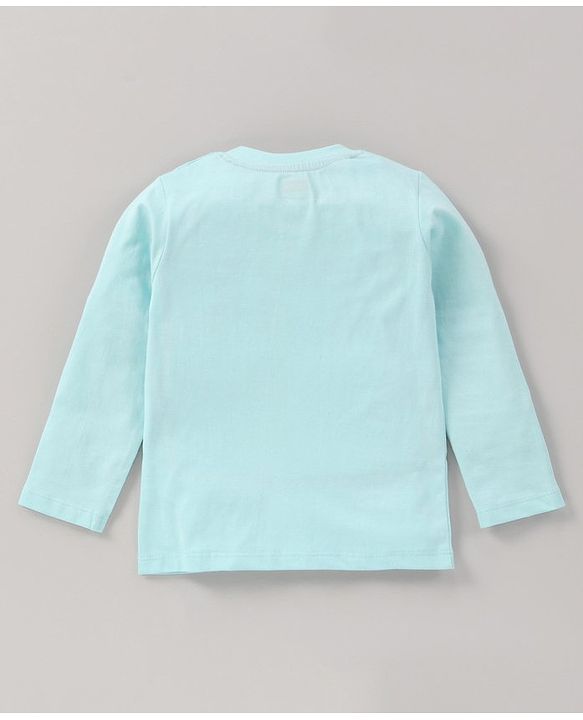 Babyhug Full Sleeves Cotton Knit T-Shirt Bunny Print - Blue