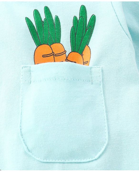 Babyhug Full Sleeves Cotton Knit T-Shirt Bunny Print - Blue