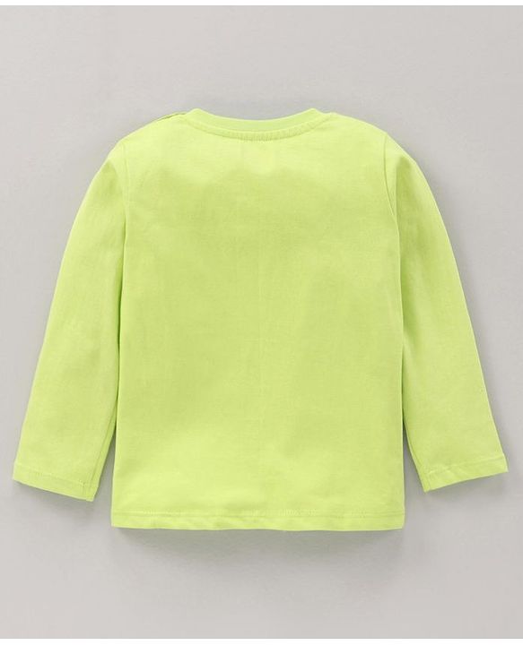 Babyhug Cotton Knit Full Sleeves Spaceship Printed T Shirt - Lime Punch