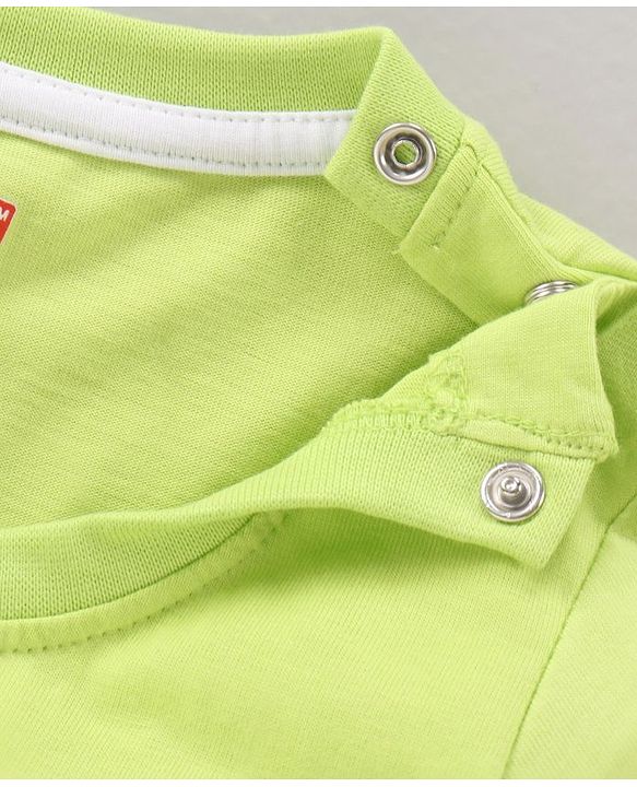 Babyhug Cotton Knit Full Sleeves Spaceship Printed T Shirt - Lime Punch