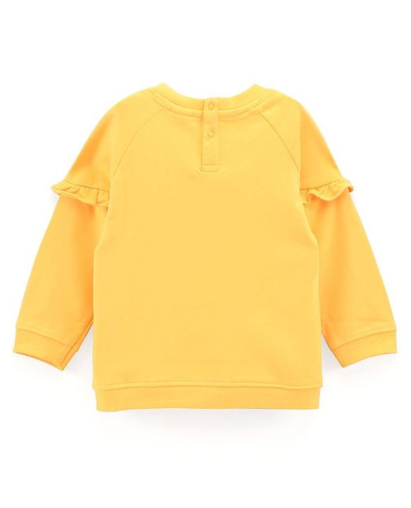 Babyhug Full Sleeves Cotton Knit Sweatshirt Animal Embroidered - Yellow