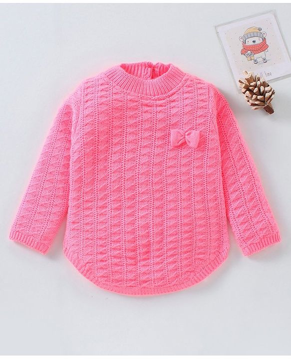 Babyhug Full Sleeves Cable Knit Sweater - Light Pink