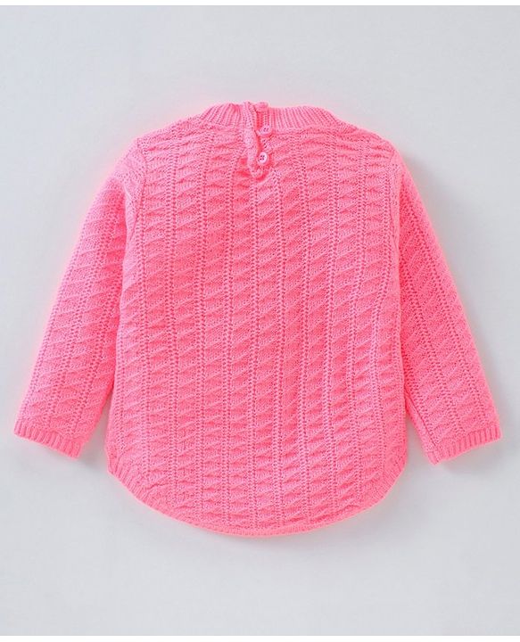 Babyhug Full Sleeves Cable Knit Sweater - Light Pink