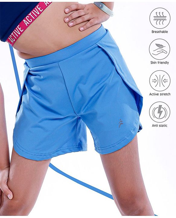 Pine Active High stretch Lycra Shorts Solid with Inner Tights - Blue