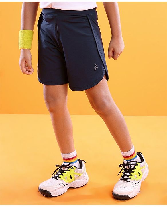 Pine Active High stretch Lycra Shorts Solid with Inner Tights - Navy