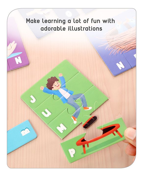 Babyhug 200 Pcs Learning Puzzles| Build 50 Puzzles of 4 Letter Word| Montessori Learning and Educational Puzzle for 3-6 Years Kids| Pre-School and Early Learning Gifting Toy| BIS Certified