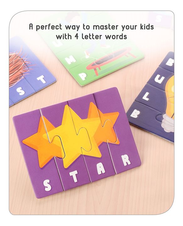 Babyhug 200 Pcs Learning Puzzles| Build 50 Puzzles of 4 Letter Word| Montessori Learning and Educational Puzzle for 3-6 Years Kids| Pre-School and Early Learning Gifting Toy| BIS Certified