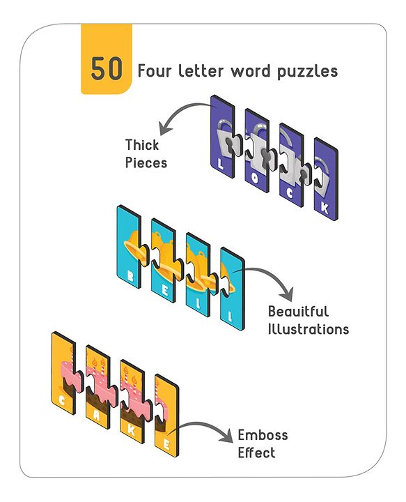 Babyhug 200 Pcs Learning Puzzles| Build 50 Puzzles of 4 Letter Word| Montessori Learning and Educational Puzzle for 3-6 Years Kids| Pre-School and Early Learning Gifting Toy| BIS Certified
