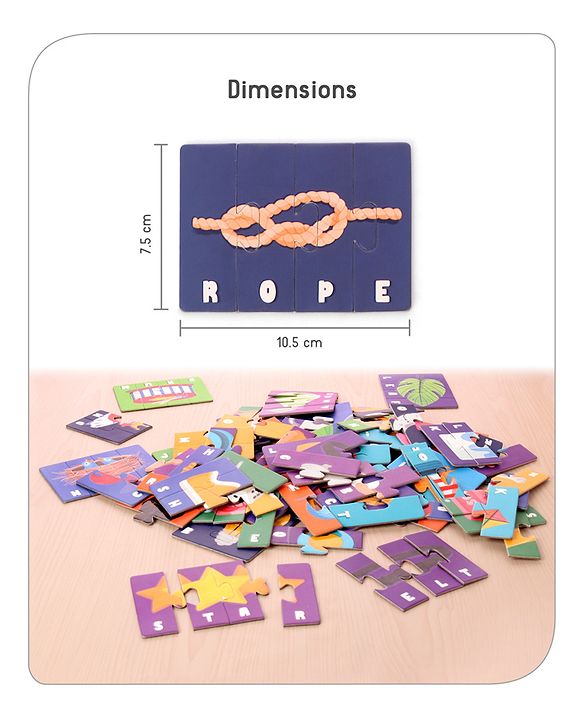Babyhug 200 Pcs Learning Puzzles| Build 50 Puzzles of 4 Letter Word| Montessori Learning and Educational Puzzle for 3-6 Years Kids| Pre-School and Early Learning Gifting Toy| BIS Certified