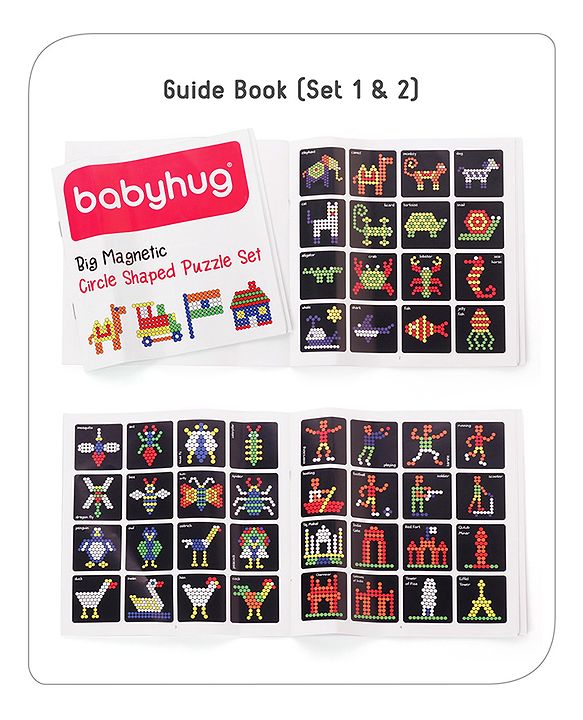 Babyhug Jumbo Magnetic Circle Puzzle Set With 250 Magnetic Tiles| Playset With Write & Wipe Feature with 200+ Patterns| 1 Sketch Pen and Duster Learning and Educational Toy for 4-6 Years Kids| Gifting Toy| BIS Certified