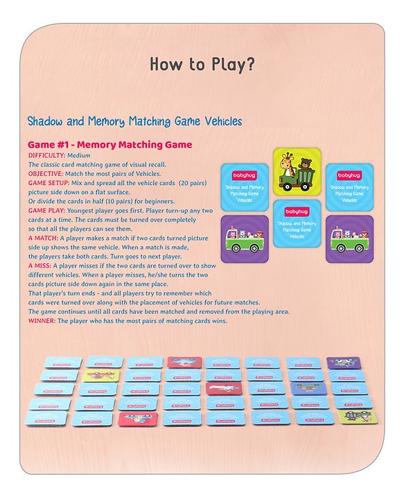 Babyhug Shadow and Memory Matching Game Vehicles - 48 Pieces & 4 Shadow card
