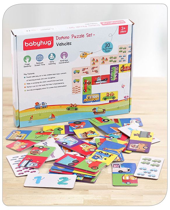 Babyhug Domino Double Sided Puzzle Set of Vehicles - 30 Pieces